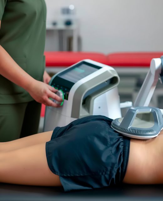 Sesión de magnetoterapia para regeneración ósea y alivio de inflamación en la consulta del Dr. Pablo Briceño en Caracas.